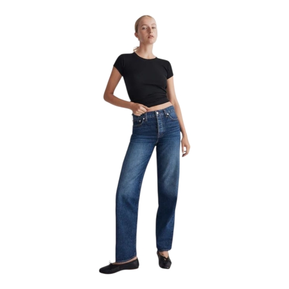 Madewell Petite Low Slung Straight Jeans Size 27P 100% Premium Cotton - Picture 1 of 7